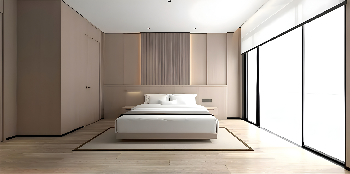 Dormitorio con iluminación encendida